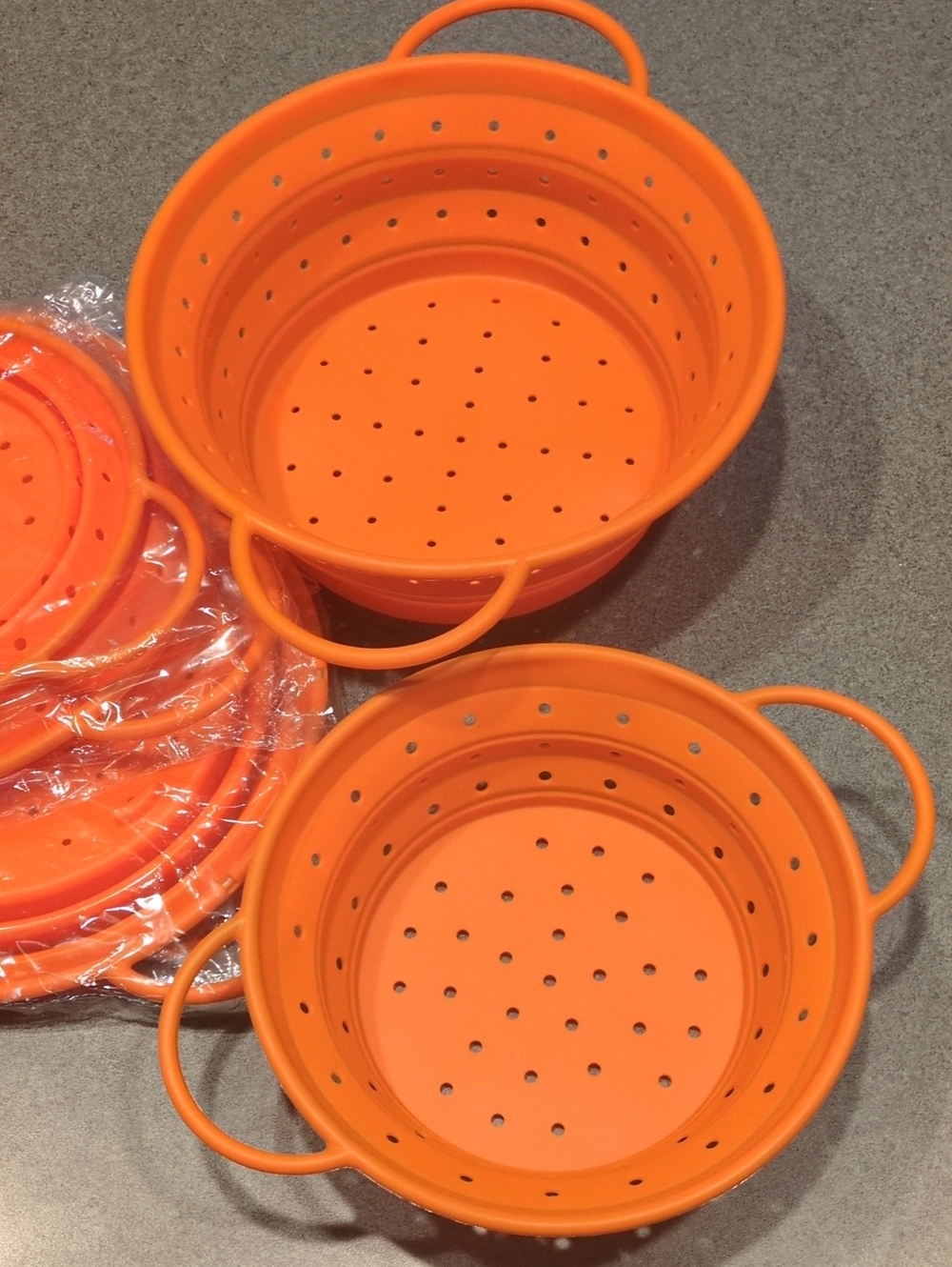 Orange Silicone Collapsible Steamer/Strainer Set New In Package